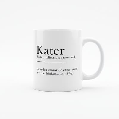 Kater Definitie – Grappige Nederlandse Quote Koffiemok 330 ml