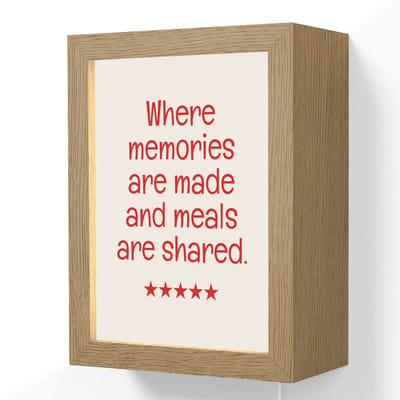 Wandlamp 15x20 cm - Oplaadbaar - Quote - Sterren - Rood - Memories - Wandlampen binnen woonkamer - Slaapkamer lamp met kabel - Decoratieve nachtlamp - Vloerlamp snoer
