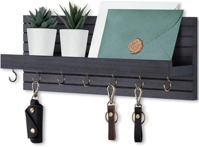 KZQ Sleutelhanger - Decoratieve sleutelhanger - Kan gebruikt worden om riemen, jassen en brillen vast te maken - Stevige houten deurhaak voor sleutelhangers - Zwart
