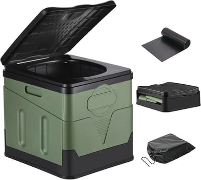 Draagbaar toilet - 11 inch opvouwbaar campingtoilet met deksel, ideaal voor buitenactiviteiten