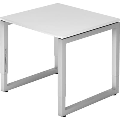 REGO 8 S | Bureau - 80 x 80 Tafelhoogte I In hoogte verstelbaar Wit/Zilver