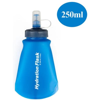 250ml 500ml 750ml TPU Zachte Fles Waterfles Ultralicht Opvouwbaar Inklapbare Waterfles Hardloop Hydratatiepakket Taille Buidel Vest A 250ml blue