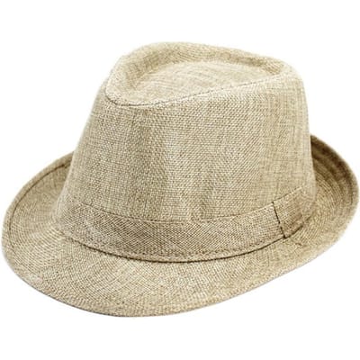 Chapeau Jazz en Lin Britannique pour Homme Chapeau Panama Uni Vintage pour Homme Casquette à Visière Décontractée Été kakie clair