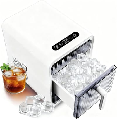 IJsmachine Aanrecht - Draagbare IJsblokjesmaker - Dranken Koelen - Zelfreinigende Functie - 12 IJsblokjes/10 Min - Wit