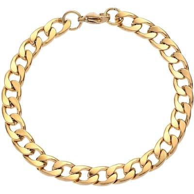 Cuban Link Heren Armband - Goud Kleurig - 7mm - Staal - Schakelarmband - Armbanden - Papa Cadeau Voor Mannen - Vaderdag