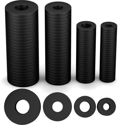 Platte Ringen Assortiment, 10/12/16/20mm Rubberen Ringen Voor Sanitair Kraanreparatie, Pakking Set Voor Badkamer Keuken Huishoudelijke Apparaten (Zwart)