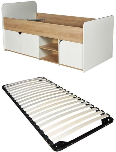 Vente-unique Bedframe hout natuurlijk licht, wit 90 x 190 cm