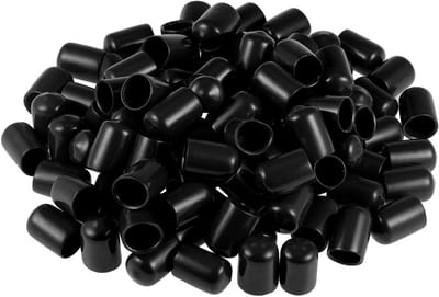 100 Stuks Rubber Eindkappen 12mm ID, Flexibele Beschermers voor Schroeven, Kabels en Buizen, Zwarte Vinyl Doppen voor Veiligheid en Bescherming