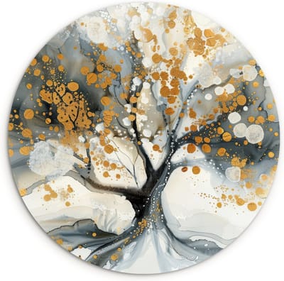 WallCircle® Wandcirkel 120x120 cm - Muurcirkel Boom - Modern - Abstract - Kunst - Marmer - Levensboom - Muurdecoratie woonkamer - Wanddecoratie slaapkamer - Kamer decoratie accessoires - Ronde schilderijen - Woonaccessoires binnen