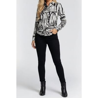 GUESS Marciano By  Melissa Printed Shir Abstract Leaves Prin Maat: 38 | Longsleeves Outlet | Dames | Zwart