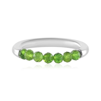 Cavill - Zilveren ring - 925 Sterling Zilver platina - 7 ronde Russische diopsied 1,455 ct - Elegante groene moderne ring