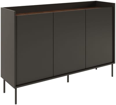 Selsey Tovi - Dressoir met 3 deuren, 140 cm, Zwart / Notenhoutlook