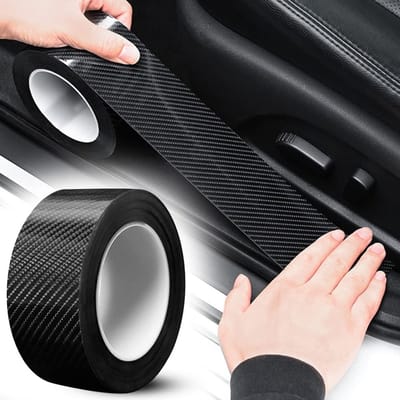 Autodeurdrempelbeschermer, Koolstofvezel Auto Wrap, 5cm x 5m Koolstofvezel Sticker, Koolstofvezel Auto Sticker voor de Meeste Auto's zoals SUV's en Sedans, fiets stickers (Zwart) - Cyslmuk®