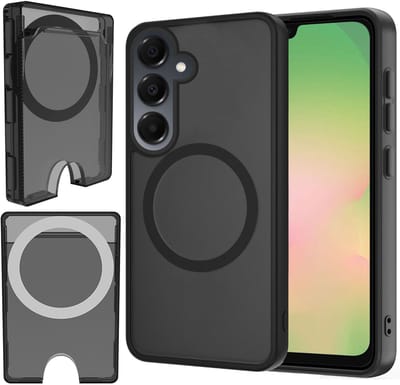 Hoesje + Pasjeshouder geschikt voor Samsung Galaxy A56 / A36 - Portemonnee geschikt voor MagSafe - Magnetisch - Pasjes Houder - Creditcardhouder - Transparant