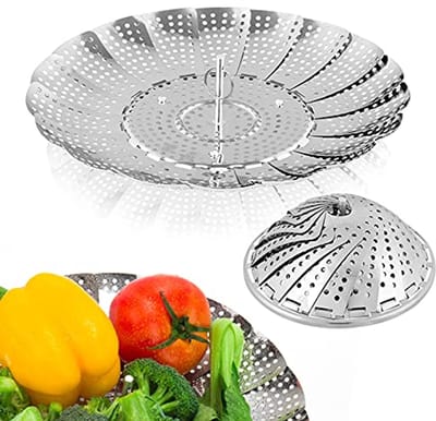 Plantaardige stoommand - Premium roestvrijstalen vegetarische stoommand voor koken - Opvouwbare, uitbreidbare steamers voor verschillende potmaten