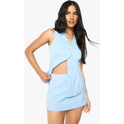boohoo Dames Op maat gemaakte mini-skort | Blauw | Maat: 38