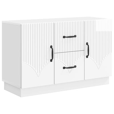 vidaXL - Dressoir - met - lade - Hoogglans - Wit - 89 - x - 34,5 - x - 57 - cm - Bewerkt - hout
