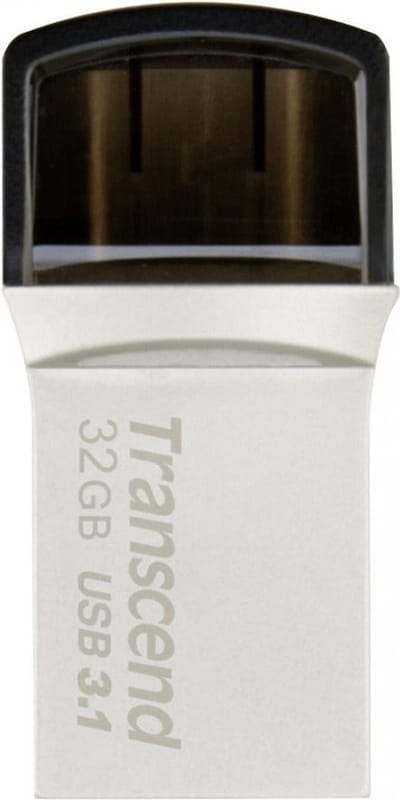 Transcend JetFlash® 890 USB-stick smartphone/tablet Zilver 32 GB USB-A 3.2 Gen 2, USB-C