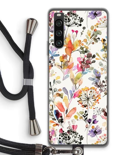Case Company® - Hoesje met koord geschikt voor Sony Xperia 10 IV hoesje met Koord - Wilde grassen - Telefoonhoesje met Zwart Koord - Bescherming aan alle Kanten en Over de Schermrand