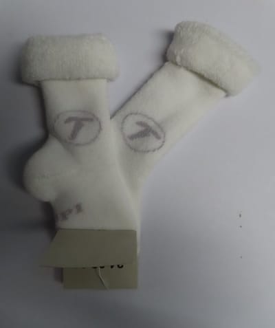 Sokken - 1 Paar - Baby - Unisex - Wit - Eponge - Overslag - 17 /18