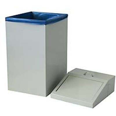 Recycleerbare afvalbak, volume 54 l, met binnenemmer, gegalvaniseerd staal, B 340 x D 380 x H 650 mm, wit