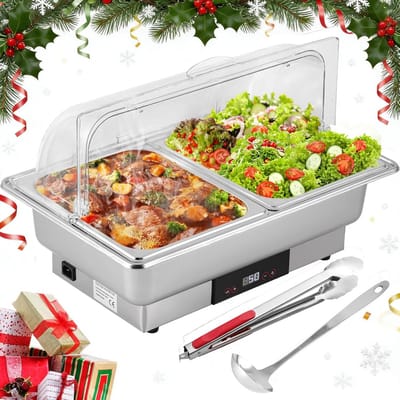Elektrische Buffetset Chafing Dish 9L RVS Voedselhouder met Temperatuurregeling