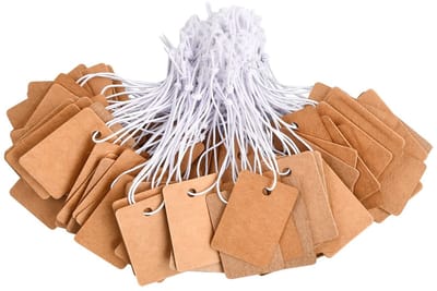 Dailygoods- Prijskaartjes 100 stuks - Cadeaulabels - Papieren Labels - 20 x 30 mm - Elastisch Koord - Duurzaam Ontwerp