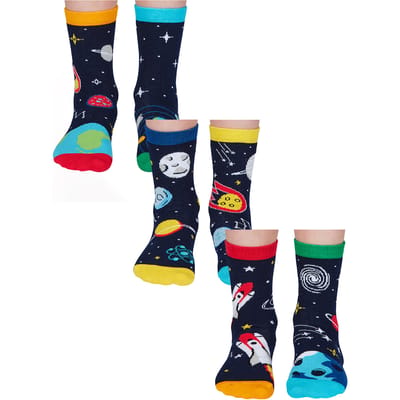 UNITED ODD SOCKS - 6 Paar Jongens Ruimte Katoenen Odd Sokken in Geschenkdoos - Ruimte