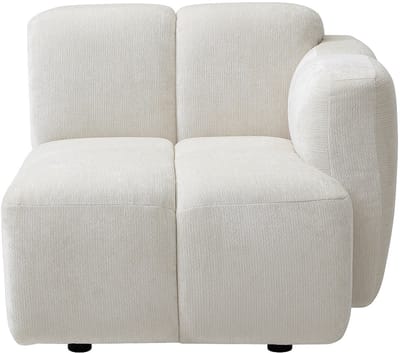 Vente-unique Hoekfauteuil rechts in gestructureerde gebroken witte stof CARLIVI