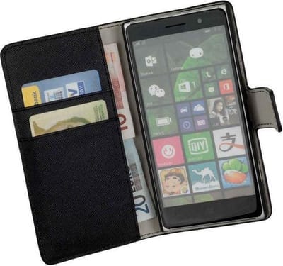HC Zwart Nokia Lumia 830 Bookcase Flip case Wallet Telefoonhoesje