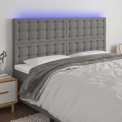 vidaXL - Hoofdbord - LED - 180x5x118/128 - cm - stof - donkergrijs