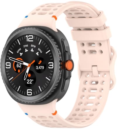 Siliconen bandje - geschikt voor Samsung Galaxy Watch 8 (40mm) / Galaxy Watch 8 (44mm) / Galaxy Watch 8 Classic - gaatjes met gespsluiting - roze