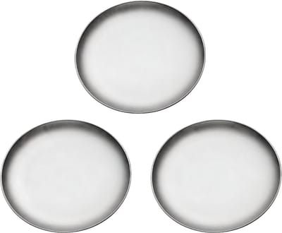 Hoogwaardige Ronde RVS Serveerschaal Zilver – 3 Stuks – Voor Fruit, Vlees, Dessert & Botspuwing – Keuken en Tafelgerei