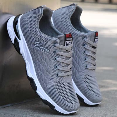 Nieuwe Herenschoenen Ademend Casual Zwarte Herenschoenen Hardloopschoenen Zachtzool Schoenen Mesh Sportschoenen 41 gray