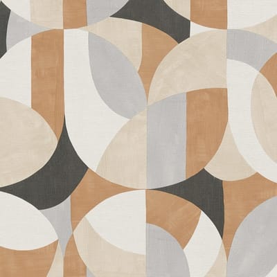 Retro behang Profhome 399321-GU vliesbehang hardvinyl warmdruk in reliëf licht gestructureerd met grafisch patroon mat wit beige zwart bruin 5,33 m2