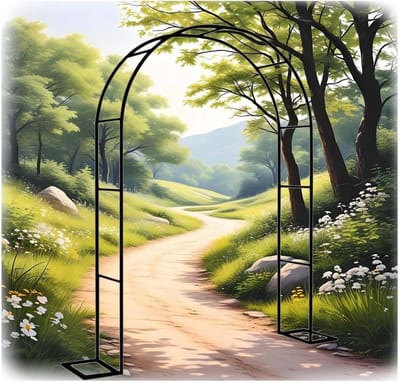 Metalen Rozenboog - Tuinboog Klimplanten - Decoratie Tuin - Duurzaam Metaal - 200x230x40cm - Zwart