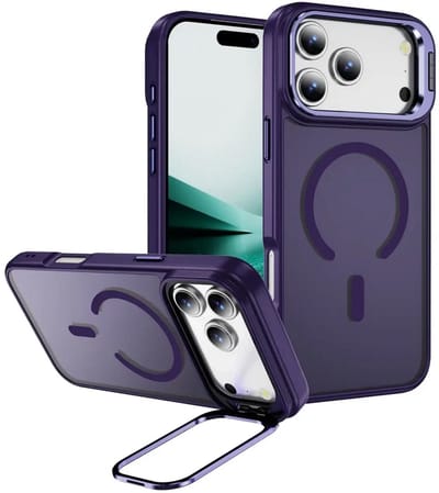Hoesje Geschikt voor Apple iPhone 17 Pro - Compatibel met MagSafe & Qi2 - Back Cover met Standaard - Camera Kickstand - Paars
