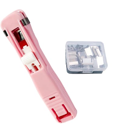 Draagbare nietmachine - Papierbinder clip - Documenten organiseren - Schadevrije orde - 45 vellen capaciteit - Roze