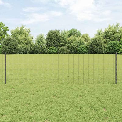 vidaXL - Euro-hek - met - palen - 25 - x - 0,6 - m - PVC-Coated - Staal - Grijs - Mesh