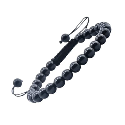 Aramat Jewels | Armbanden | Verstelbare Zwarte Onyx Armband natuursteen | | | |6mm | Metaal | Volwassenen | Verkleurd niet