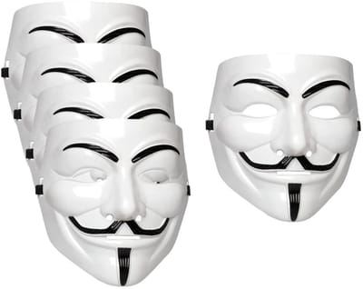 Boland Vendetta gezichtsmasker - 5x - Halloween masker - volwassenen - carnaval - anoniem - geheim - mysterieus