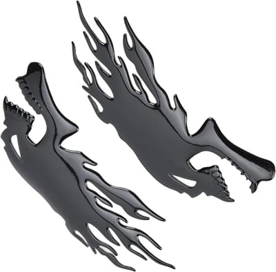 3D Vlam Skulls Brandstoftank Stickers voor Motorfietsen - Set van 2 Decoratieve Stickers voor Universeel Gebruik