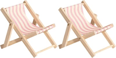 Vouwbare Houten Telefoonhouder in Stoelvorm - Set van 2 Mini Strandstoelen voor Mobiele Telefoons, Ideaal voor Strand en Buitenactiviteiten