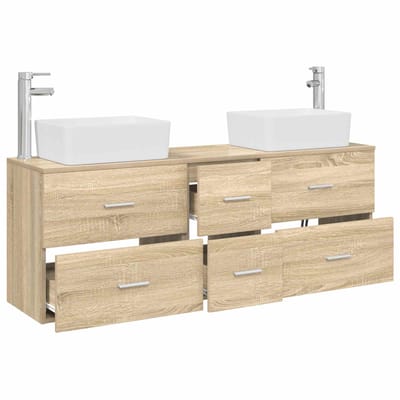 vidaXL - Badkamerkast - set - 3 - st - Sonoma - Eiken - 136 - x - 35 - x - 80 - cm