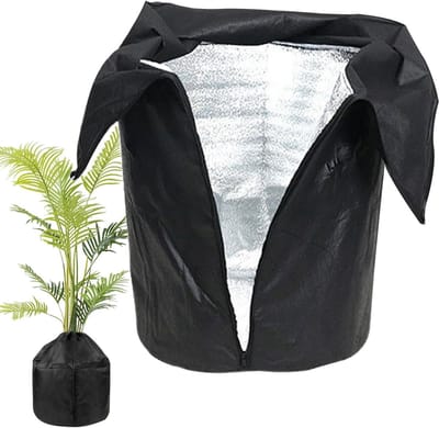 Plantenbeschermhoes – planten beschermhoes - Met Trekkoord En Rits – Vorstbestendige Isolatiezak – Voor buitenplanten, fruitbomen en potplanten - Planthoes - Zwart - 45x50cm