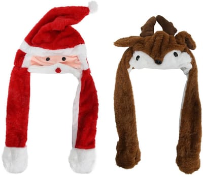 Svenska Living kerstmuts speelgoed rendier kerstman bewegend 30cm rood.