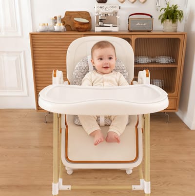 STILVORA Kinderstoel – 2-in-1 Met Wipfunctie – 59 x 76 x 96 cm – Polypropyleen En PU – Wit – Inklapbaar En Hoogte Verstelbaar