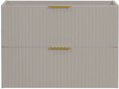 Vente-unique Geribbeld hangmeubel onder wastafel - Beige - L80 cm - ZEVARA