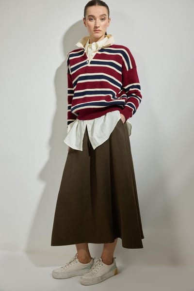 Touché Privé - Rok met elastische taille en zakken - Khaki - Dames