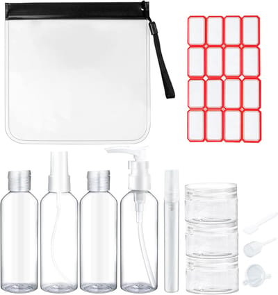 SnelShoppen - 11 Pcs Reusable Reis Flessen Set 100ml - Duidelijke Herbruikbare Cosmeticaflessen voor Toiletten, Perfect voor Makeup, Camping en Reizen